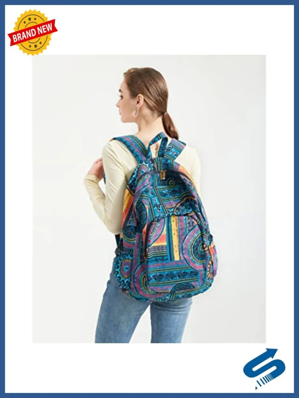 Bohemian Hippie Canvas Backpack Large Capacity Travel Daypack Foldable